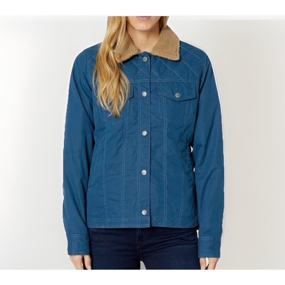 Toad & Co Kenai Sherpa Jacket Womens Size Small Blue Barn Utility Coat Cabincore
